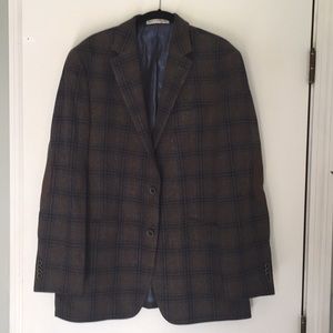 Mens Plaid Joseph Abboud Jacket Blazer 42L Blue